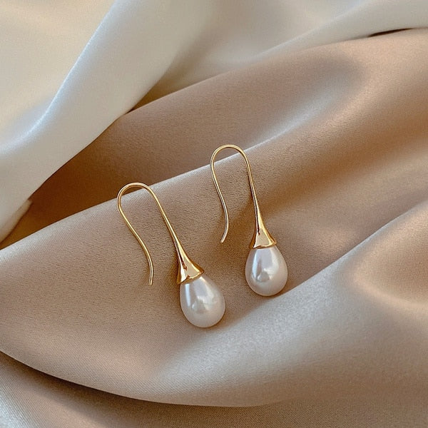 Trendy Women Earrings 4 Colors Delicate Gold Color Inlay Natural Stone