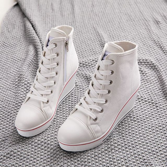 badge wedges high lacing casual elevator shoes femalesneakers women sport shoes