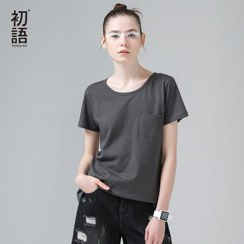 Toyouth 2017 Summer New Arrival Women Clothing Cotton 100% T-Shirts O-Neck Short - Shopy Max