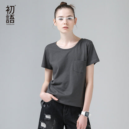Toyouth 2017 Summer New Arrival Women Clothing Cotton 100% T-Shirts O-Neck Short - Shopy Max