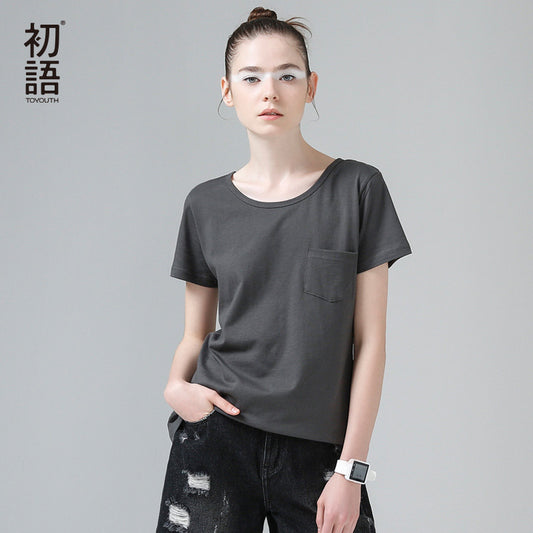Toyouth 2017 Summer New Arrival Women Clothing Cotton 100% T-Shirts O-Neck Short - Shopy Max