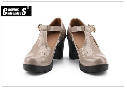 New fashion retro T belt square heel 5.5cm non-slip pumps spring wine red dress women shoes