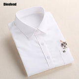Dioufond Cat Embroidery Long Sleeve Women Blouses And Shirts White Blue Female Ladies