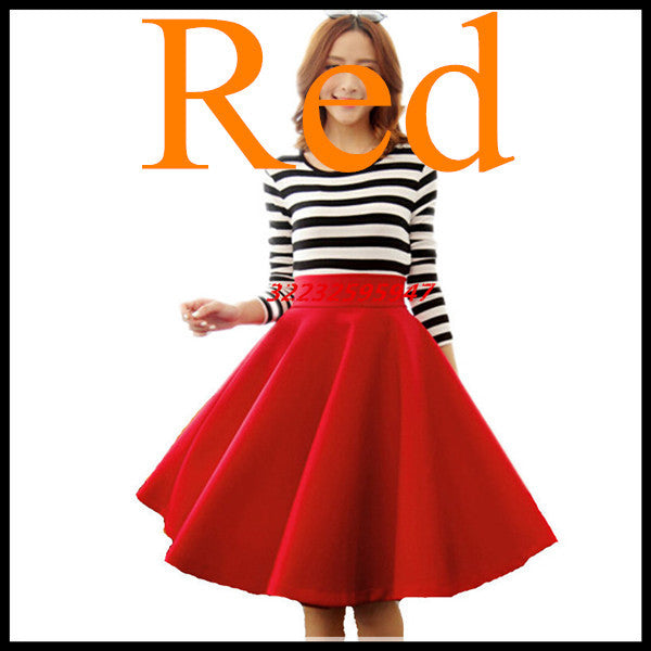 In The Autumn And Winter Grown Place Umbrella Skirt Retro Waisted Body Skirt New