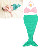 Baby Crochet Mermaid Animal Costume Set Newborn Photo Props Infant Knitted Pearl Cocoon with Flower Headbands SG051