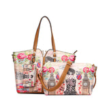 Realer Brand 3-Sets Printed Handbag Women Large Shoulder Bag High Quality PU Leather - Shopy Max