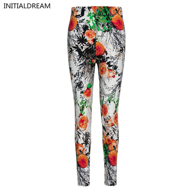 New 2017 spring /summer Flower Printed Legging Slim Women leggings