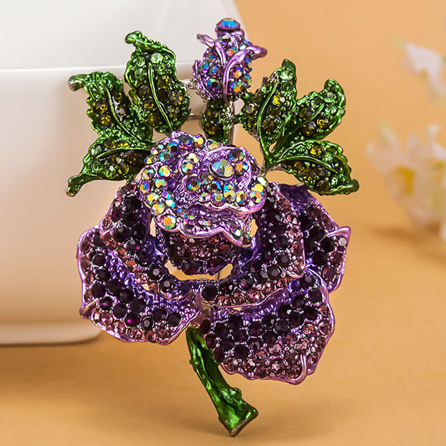 Four color Rose Flower brooch Women Best Wedding Accessories Esmalte