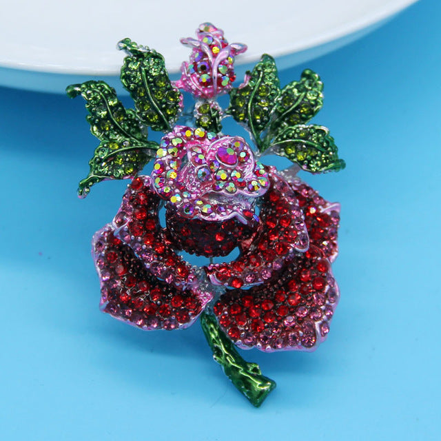 Four color Rose Flower brooch Women Best Wedding Accessories Esmalte