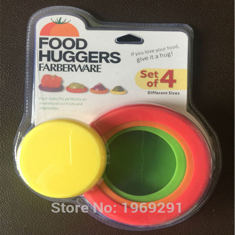 4pcs Silicone Food Huggers Four Sizes Silicone Caps,Food Storage,Food Saver Farberware Assorted Food Huggers