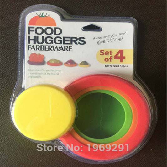 4pcs Silicone Food Huggers Four Sizes Silicone Caps,Food Storage,Food Saver Farberware Assorted Food Huggers