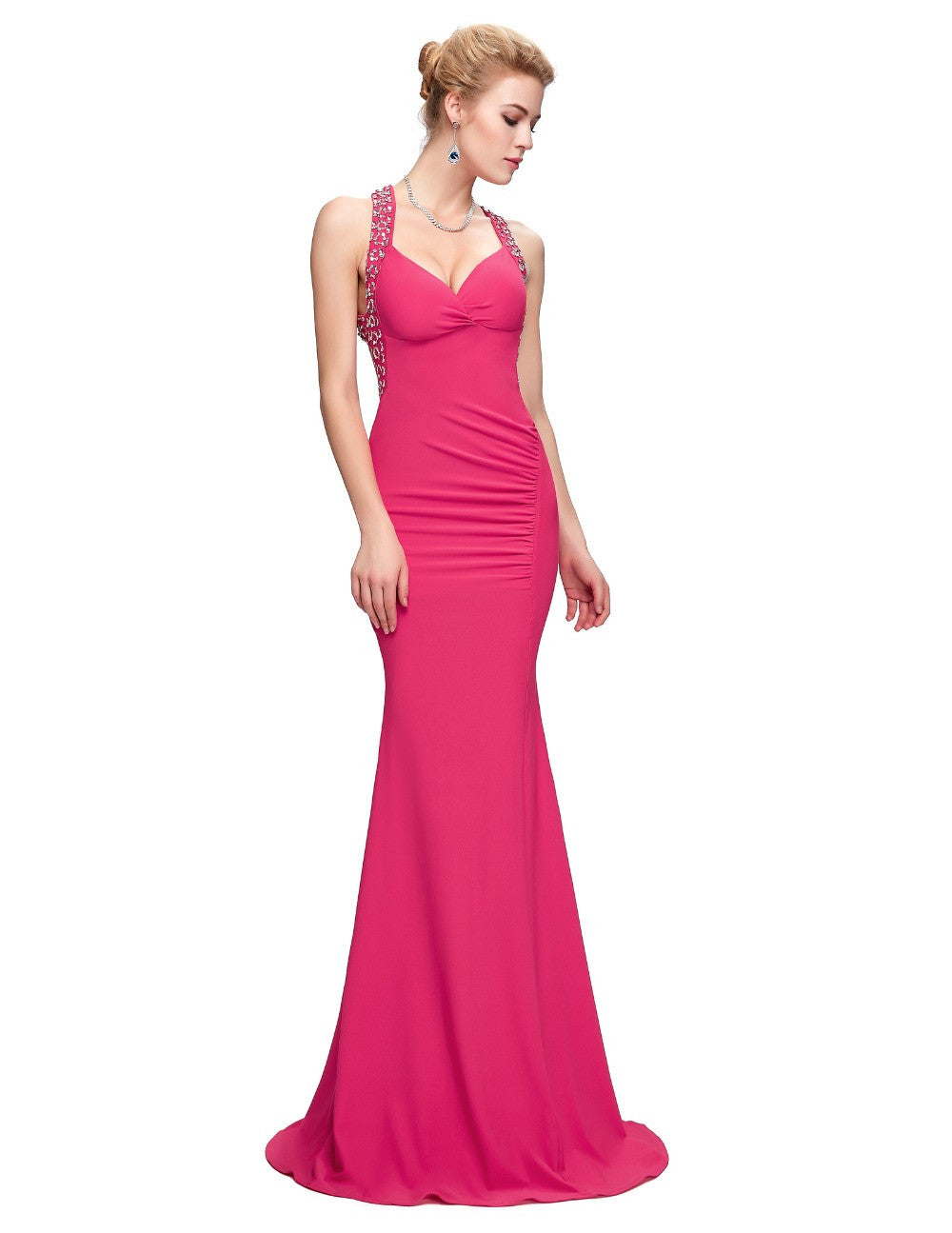 Grace Karin Sexy Mermaid Evening Dresses 2016 Backless Sequins Bodycon - Shopy Max