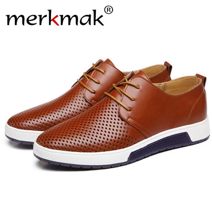 Men Summer Pu Leather Comfort Sneakers Fashion Male Slip On Breathable Flat