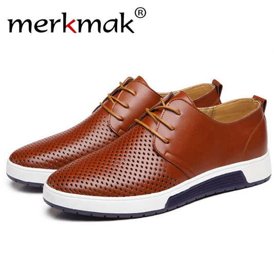 Men Summer Pu Leather Comfort Sneakers Fashion Male Slip On Breathable Flat