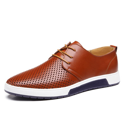 Men Summer Pu Leather Comfort Sneakers Fashion Male Slip On Breathable Flat
