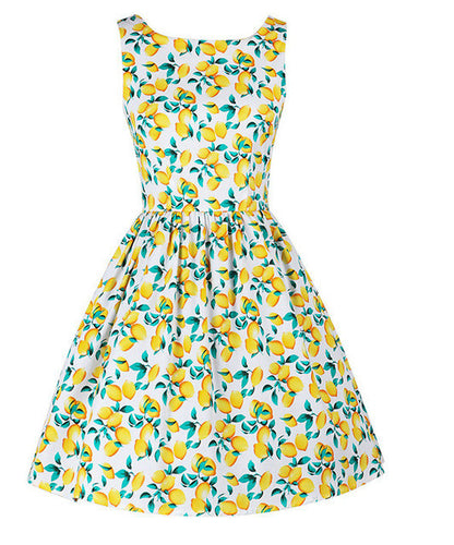 LANLAN Peony Print Floral Sleeveless 50s swing Dress with Belt 2017 Women