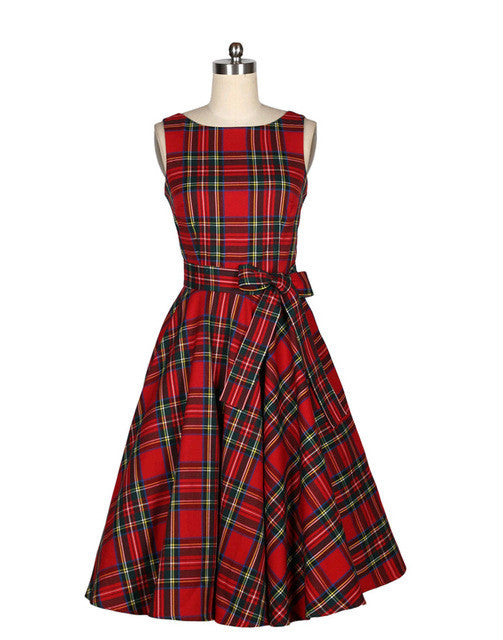 LANLAN Peony Print Floral Sleeveless 50s swing Dress with Belt 2017 Women