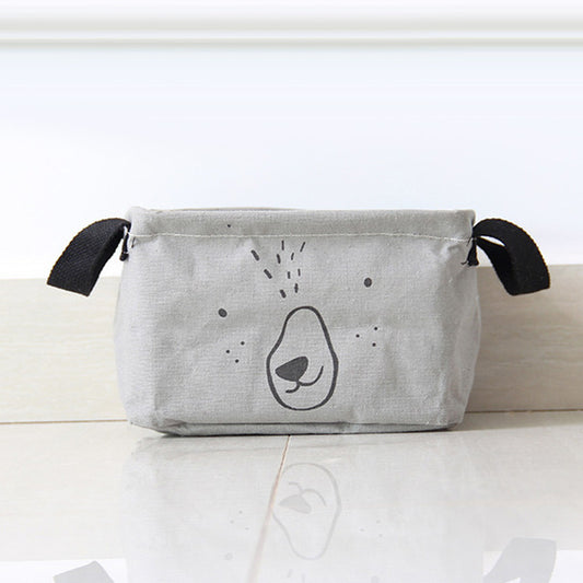 New Cartoon Aminal Face Linen Desk Storage Box Home Cotton Organizer Case Cloth