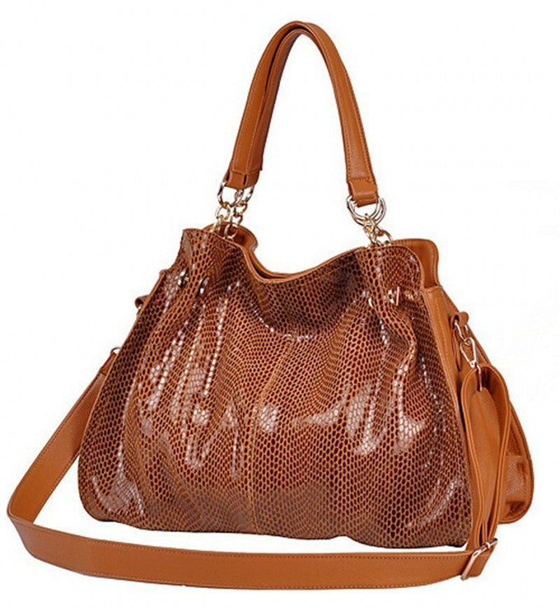 Classic female zipper genuine leather serpentine luxury tote bag high quality sac a main women bolsas