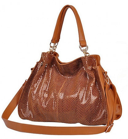 Classic female zipper genuine leather serpentine luxury tote bag high quality sac a main women bolsas