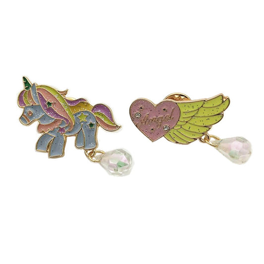 bling beautiful fly unicorn Animal heart wings broches colorful enamel pins for child angle