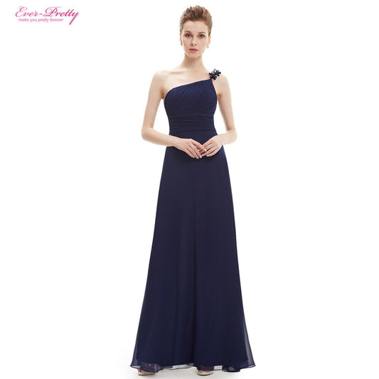 Evening Dress Ever-Pretty HE09596 One Shoulder Long Flower Ruffles Chiffon Formal Evening Dresses - Shopy Max