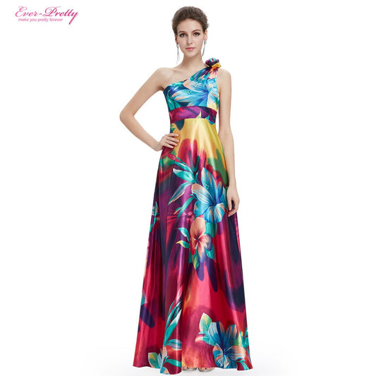 Elegant Formal Evening Dresses 2016 Ever Pretty HE09623 One Shoulder  Floral Print