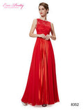 Evening Dresses Gorgeous Formal Round Neck Lace Long Sexy Red Women Party - Shopy Max