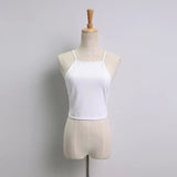Summer Fashion Women elastic cotton Tie back Camis Tied Strap Crop Tops backless tank
