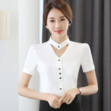 2017 New slim formal long sleeve women shirt OL autumn Elegant V-neck lace Patchwork