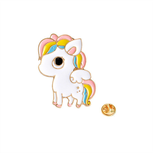 QIHE JEWELRY Candy Unicorn Rainbow Little Pony Deer Cute Enamel Pin Button Badges Gift For Child Jewelry - Shopy Max