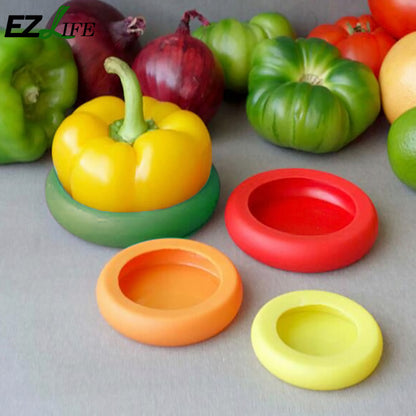 EZLIFE Random Color 4pcs/set Vegetable Fruit Huggers Plastic Colorful Food Huggers To Keep Your Food Safe Fresh Kitchen Tools