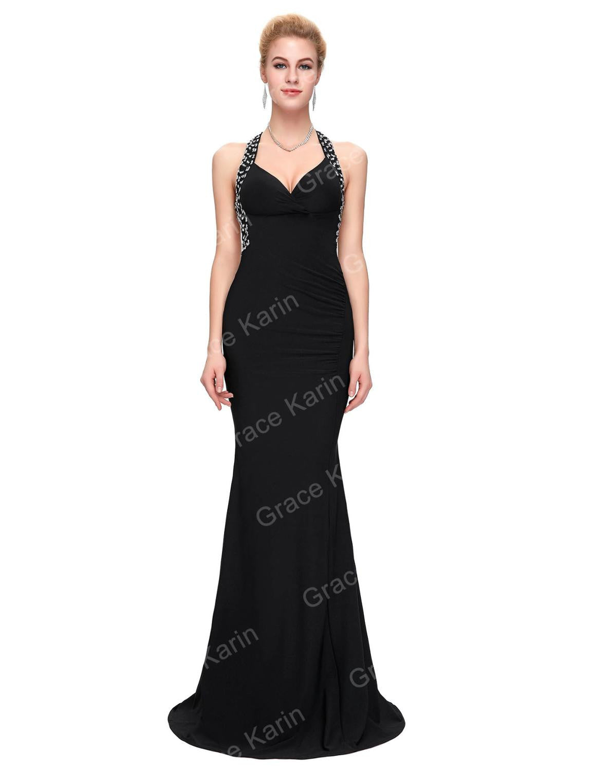 Grace Karin Sexy Mermaid Evening Dresses 2016 Backless Sequins Bodycon - Shopy Max