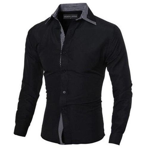 VISADA JAUNA Men Shirts Europe Size New Arrivals Slim Fit Male Shirt Solid