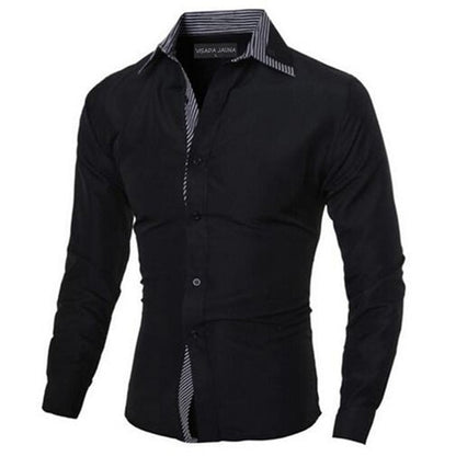 VISADA JAUNA Men Shirts Europe Size New Arrivals Slim Fit Male Shirt Solid