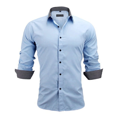 VISADA JAUNA Men Shirts Europe Size New Arrivals Slim Fit Male Shirt Solid