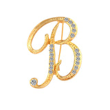 Itenice 2017 New Fashion Jewelry Classic 26 Letters Brooches Metal Gold Color Crystal Pins Clothing