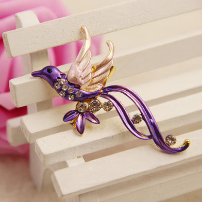 Bird Brooch Spille Da Donna Enamel Pins Cute Love Vintage Collar Tip Mujer Safety Metal Pin Rhinestone Brosche Women Hummingbird