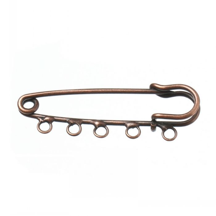 DoreenBeads Retail Safety Enamel Pin Brooches Antique Copper 5Holes 5cm x 1.6cm,20PCs