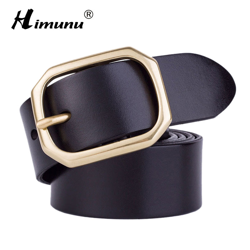 [HIMUNU] Brand 100% Genuine Leather Men Belt Top Quality Fashion Designer Belt Men Vintage Casual Luxury Pin Buckle Mens Belts