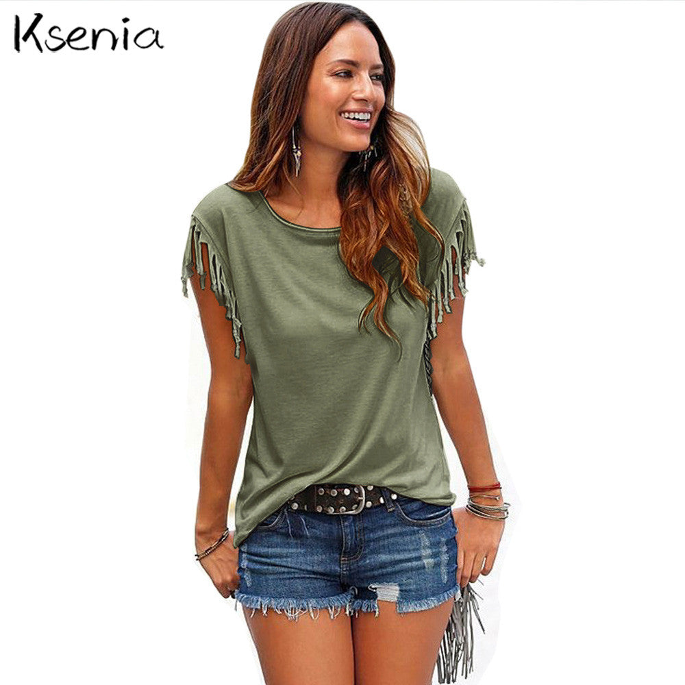 Ksenia Blouses Shirts 2017 Fashion Loose Women Tops Casual Blouses Short shirt - Shopy Max