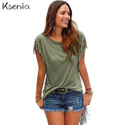 Ksenia Blouses Shirts 2017 Fashion Loose Women Tops Casual Blouses Short shirt - Shopy Max