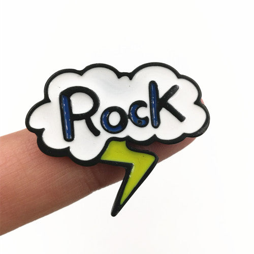 Timlee X246 Cartoon Rock Hand Enamel Pins Colorful Bird Lightning Cloud