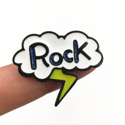 Timlee X246 Cartoon Rock Hand Enamel Pins Colorful Bird Lightning Cloud