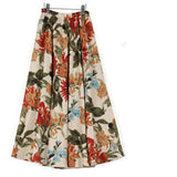 2017 Summer Casual Long Floral Print Women Cotton Linen Skirts QW060