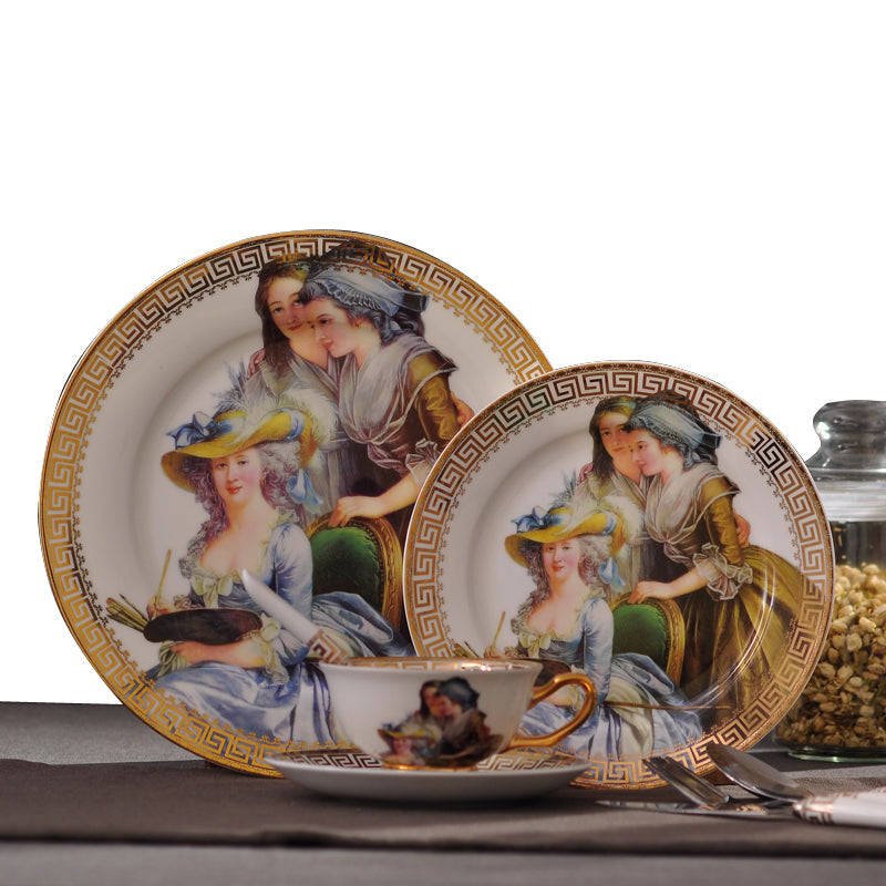 8PCS/LOT Creative Gift European Ceramic Bone China Porcelain Western Food Tableware Coffee Cup Bowl Knife Fork Spoon Saucer Set