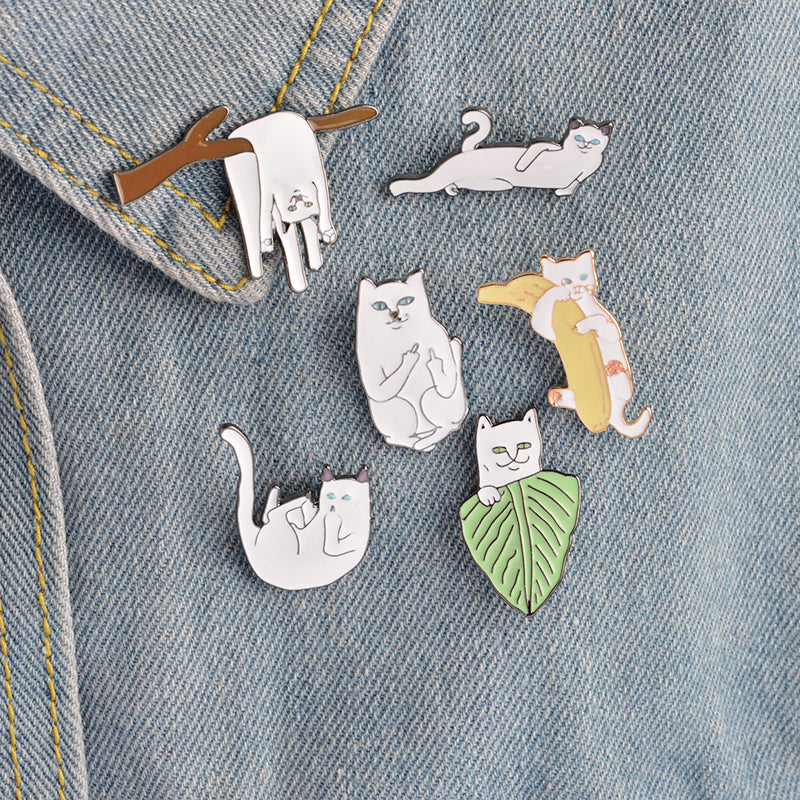 6pcs/set Creative Cartoon Metal Cute Cat Badge Enamel Pin For Girls/Boys' Gifts