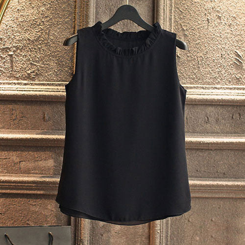 GAREMAY Sleeveless Chemise Femme Chiffon Blouse Shirt Women Spring 2017 White Black - Shopy Max