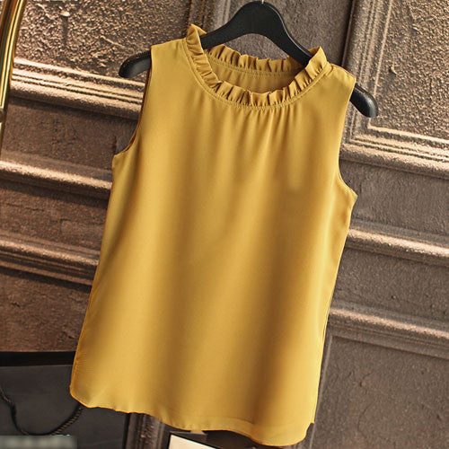 GAREMAY Sleeveless Chemise Femme Chiffon Blouse Shirt Women Spring 2017 White Black - Shopy Max