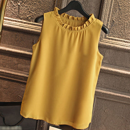 GAREMAY Sleeveless Chemise Femme Chiffon Blouse Shirt Women Spring 2017 White Black - Shopy Max